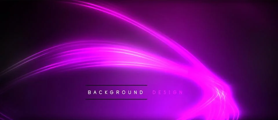 Neon glowing circle rays, light round lines in the dark, planet style neon wave Stock Illustration