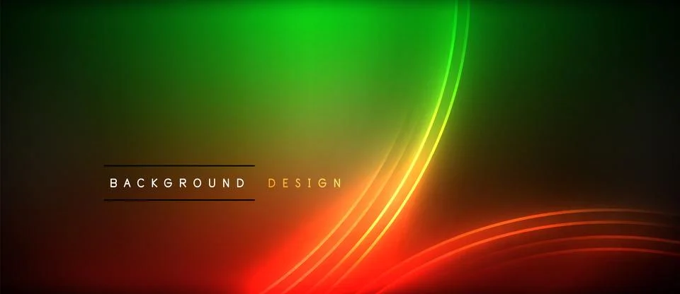 Neon glowing circle rays, light round lines in the dark, planet style neon wave Stock Illustration