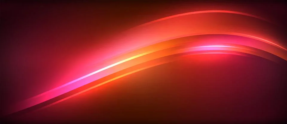 Neon glowing circle rays, light round lines in the dark, planet style neon wave Illustrazione stock