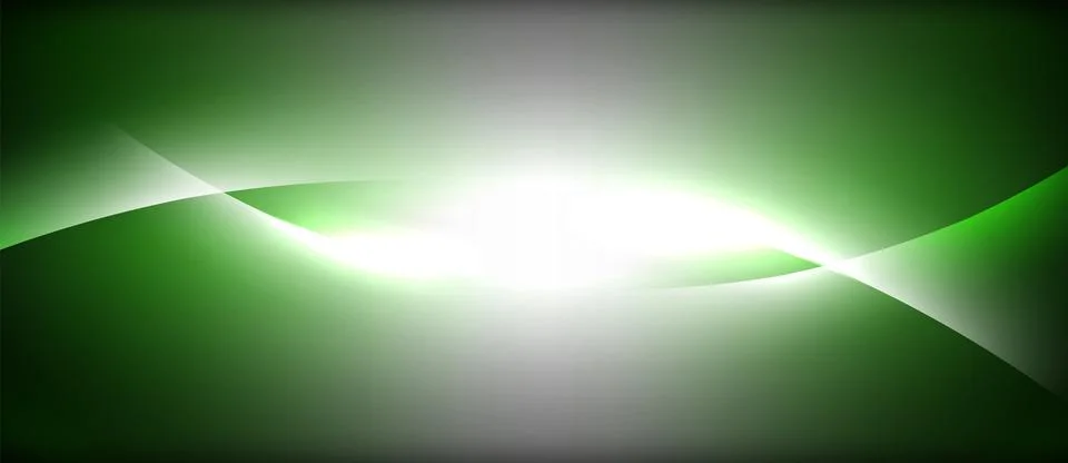 Neon glowing circle rays, light round lines in the dark, planet style neon wave Stockillustratie