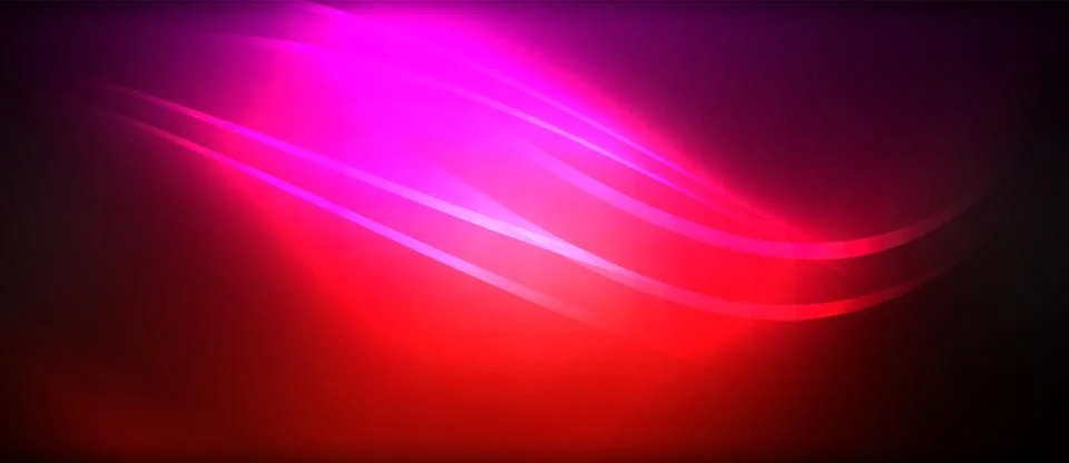 Neon glowing circle rays, light round lines in the dark, planet style neon wave Stock Illustration