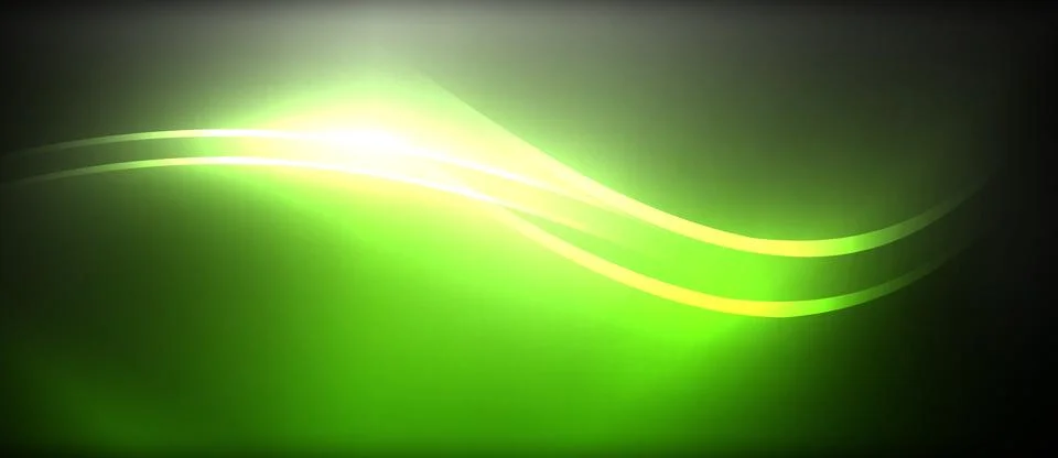 Neon glowing circle rays, light round lines in the dark, planet style neon wave Illustrazione stock