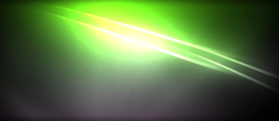Neon glowing circle rays, light round lines in the dark, planet style neon wave Stock Illustration