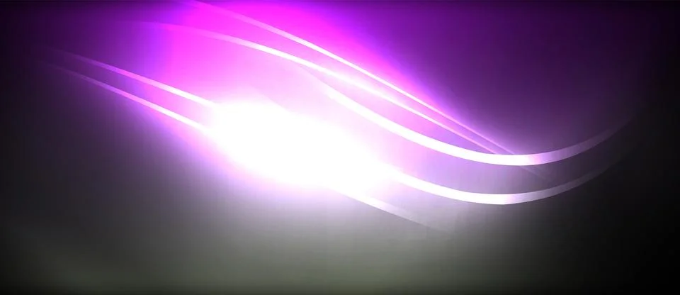 Neon glowing circle rays, light round lines in the dark, planet style neon wave Illustrazione stock