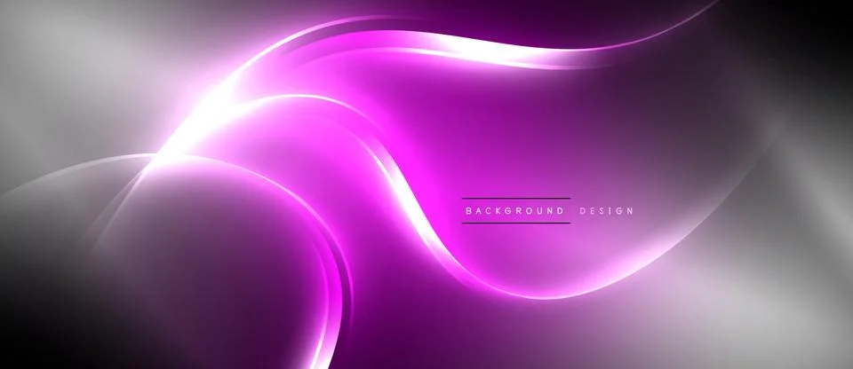 Neon glowing circle rays, light round lines in the dark, planet style neon wave Illustrazione stock