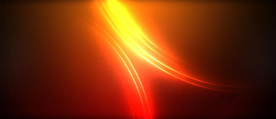 Neon glowing circle rays, light round lines in the dark, planet style neon wave Stock Illustration