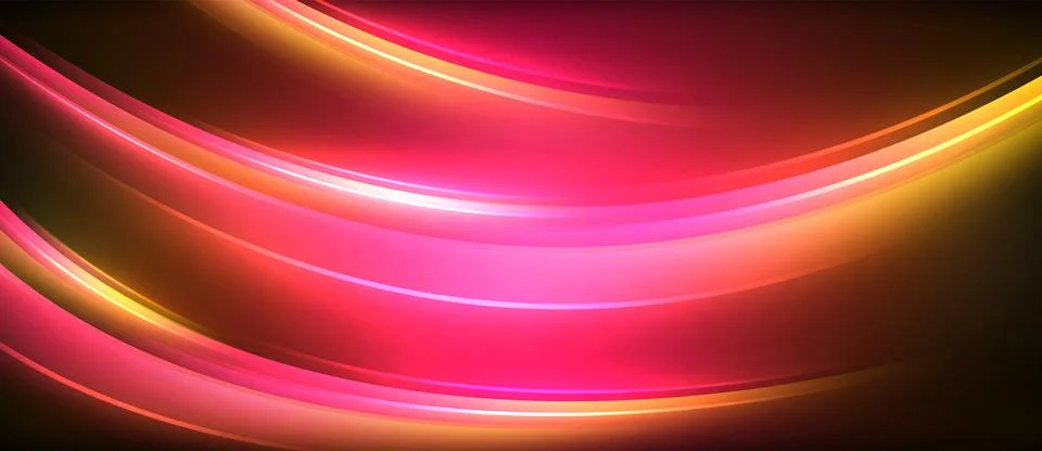 Neon glowing circle rays, light round lines in the dark, planet style neon wave Illustrazione stock