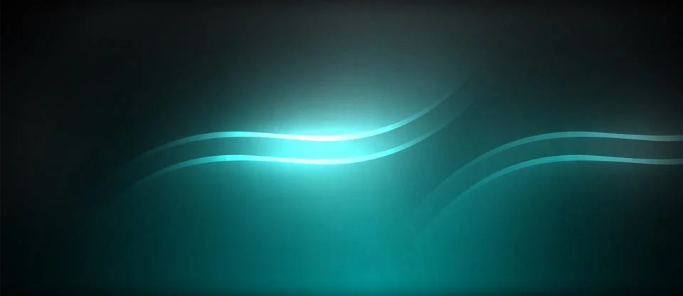 Neon glowing circle rays, light round lines in the dark, planet style neon wave Stock Illustration