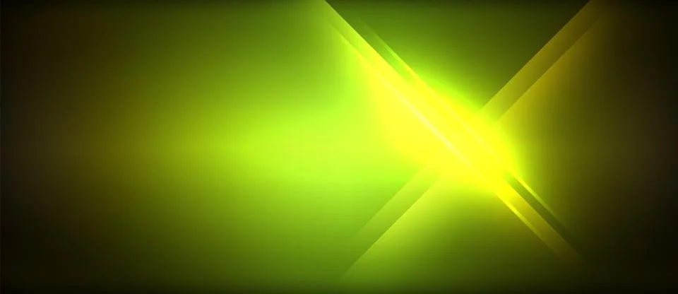 Neon glowing circle rays, light round lines in the dark, planet style neon wave Stock Illustration