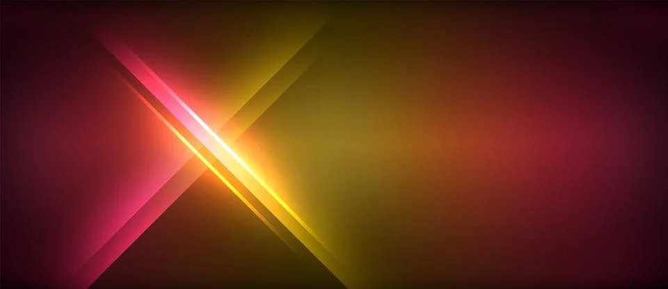 Neon glowing circle rays, light round lines in the dark, planet style neon wave Stock Illustration