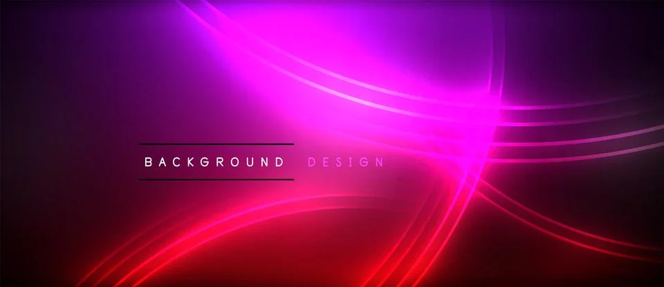 Neon glowing circle rays, light round lines in the dark, planet style neon wave Illustrazione stock