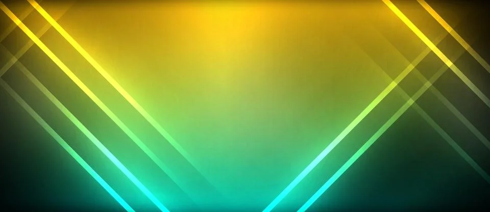 Neon glowing circle rays, light round lines in the dark, planet style neon wave Illustrazione stock