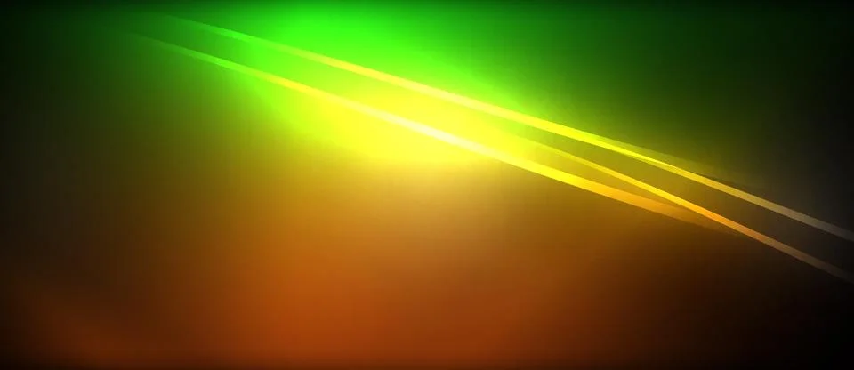 Neon glowing circle rays, light round lines in the dark, planet style neon wave Stock Illustration