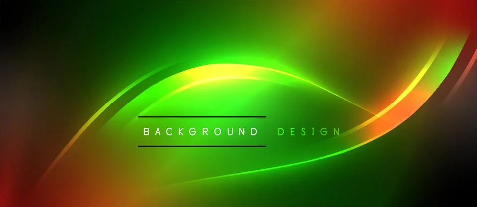 Neon glowing circle rays, light round lines in the dark, planet style neon wave Stock Illustration