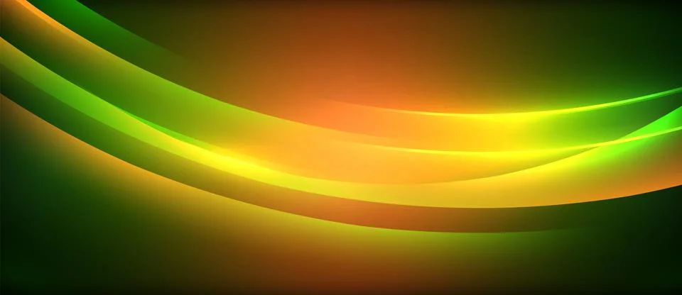 Neon glowing circle rays, light round lines in the dark, planet style neon wave Stock Illustration