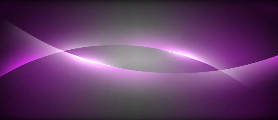 Neon glowing circle rays, light round lines in the dark, planet style neon wave Illustrazione stock