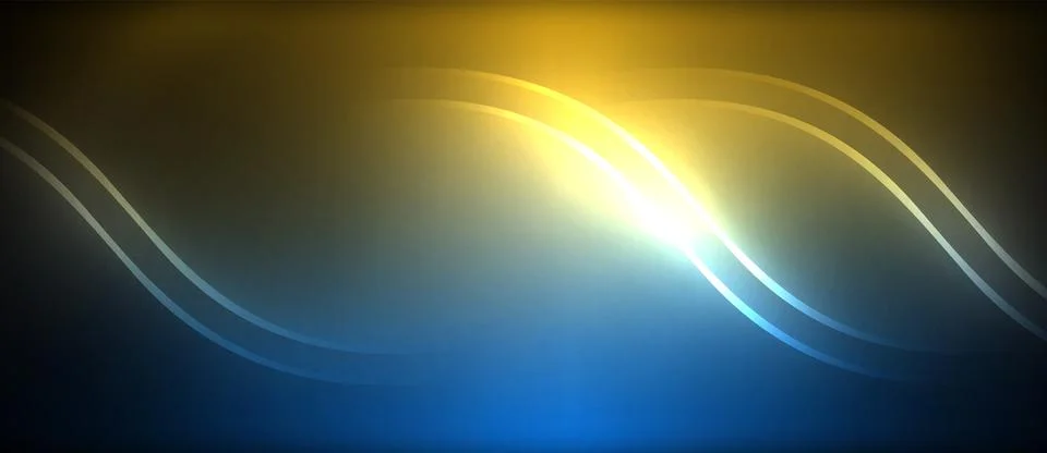 Neon glowing circle rays, light round lines in the dark, planet style neon wave Illustrazione stock