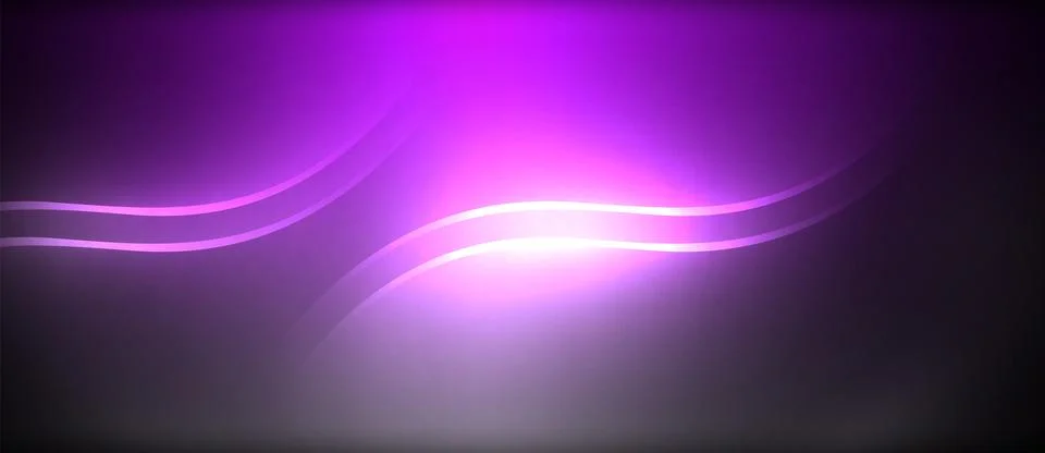 Neon glowing circle rays, light round lines in the dark, planet style neon wave Illustrazione stock