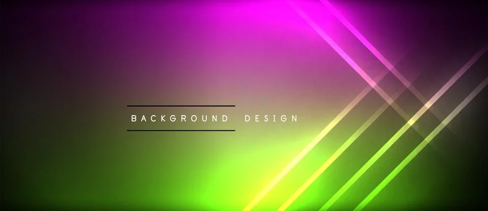 Neon glowing circle rays, light round lines in the dark, planet style neon wave Stock Illustration