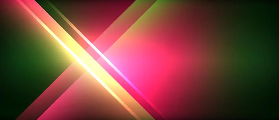 Neon glowing circle rays, light round lines in the dark, planet style neon wave Illustrazione stock