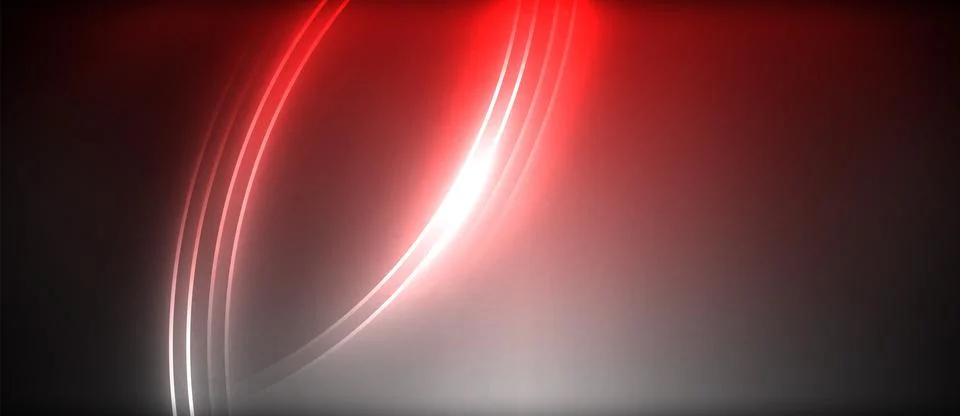 Neon glowing circle rays, light round lines in the dark, planet style neon wave Illustrazione stock