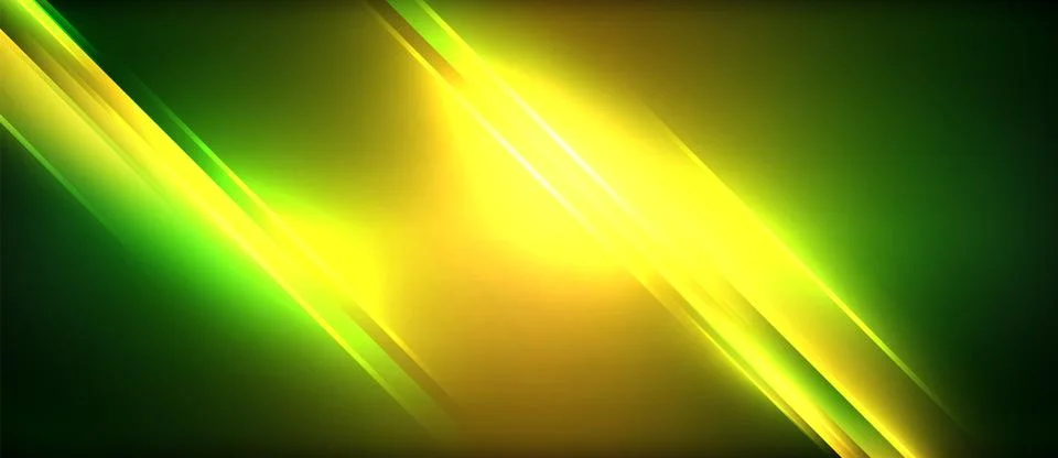 Neon glowing circle rays, light round lines in the dark, planet style neon wave Stock Illustration