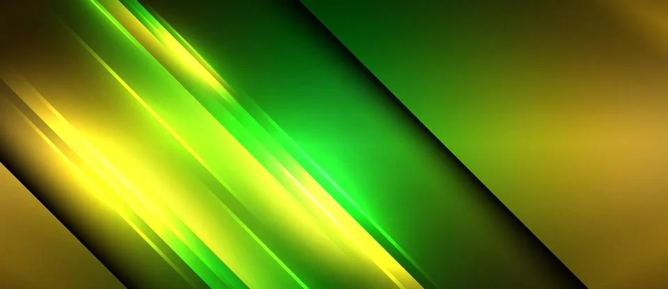 Neon glowing circle rays, light round lines in the dark, planet style neon wave Stock Illustration