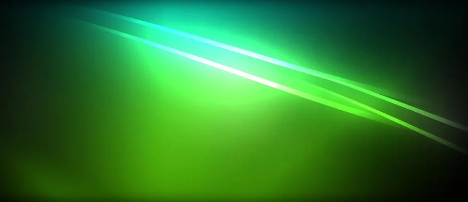 Neon glowing circle rays, light round lines in the dark, planet style neon wave Stock Illustration