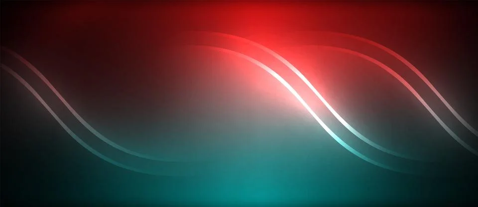 Neon glowing circle rays, light round lines in the dark, planet style neon wave Stock Illustration