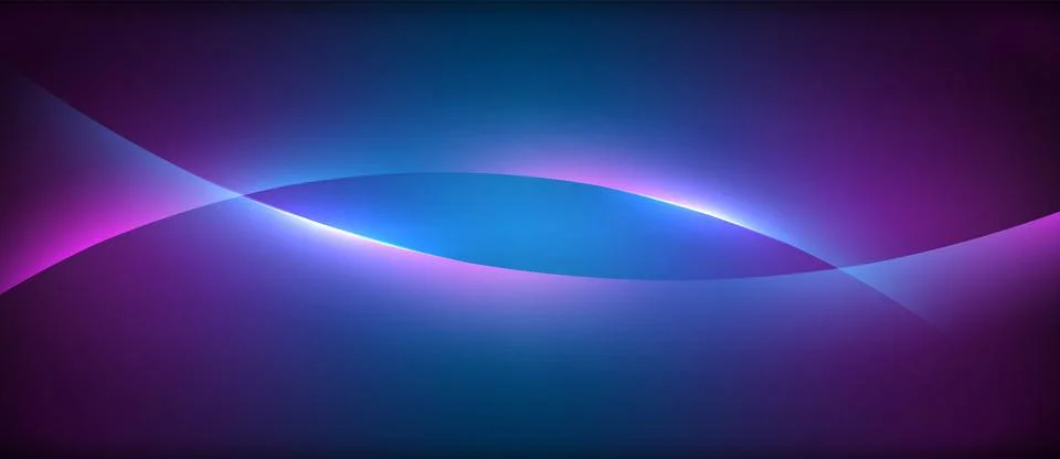 Neon glowing circle rays, light round lines in the dark, planet style neon wave Illustrazione stock
