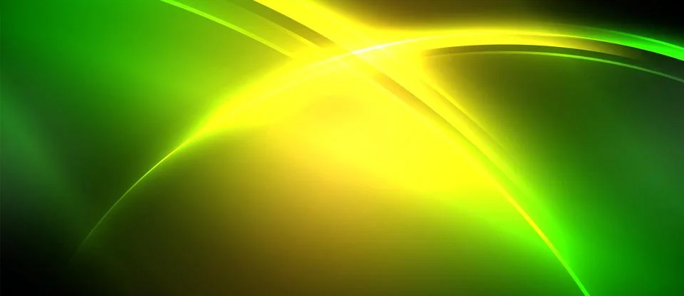 Neon glowing circle rays, light round lines in the dark, planet style neon wave Stock Illustration