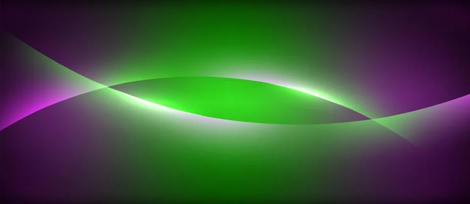 Neon glowing circle rays, light round lines in the dark, planet style neon wave Illustrazione stock
