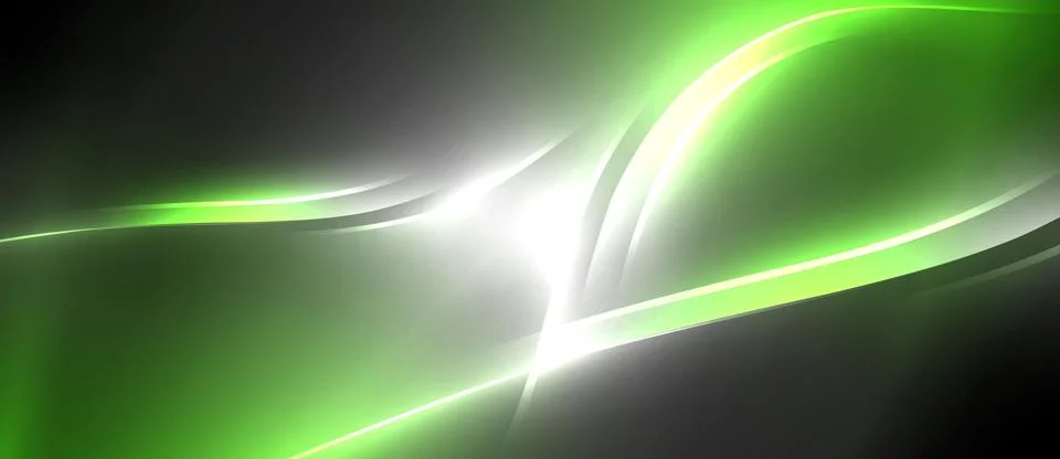 Neon glowing circle rays, light round lines in the dark, planet style neon wave Illustrazione stock