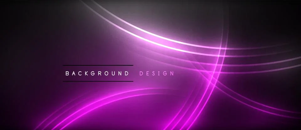 Neon glowing circle rays, light round lines in the dark, planet style neon wave Stock Illustration