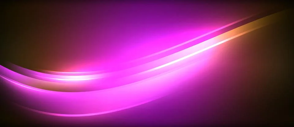 Neon glowing circle rays, light round lines in the dark, planet style neon wave イラスト素材