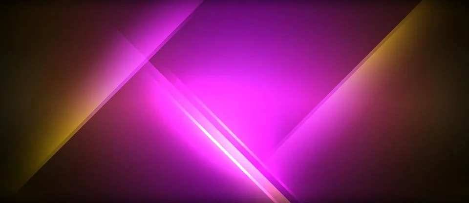 Neon glowing circle rays, light round lines in the dark, planet style neon wave Stock Illustration