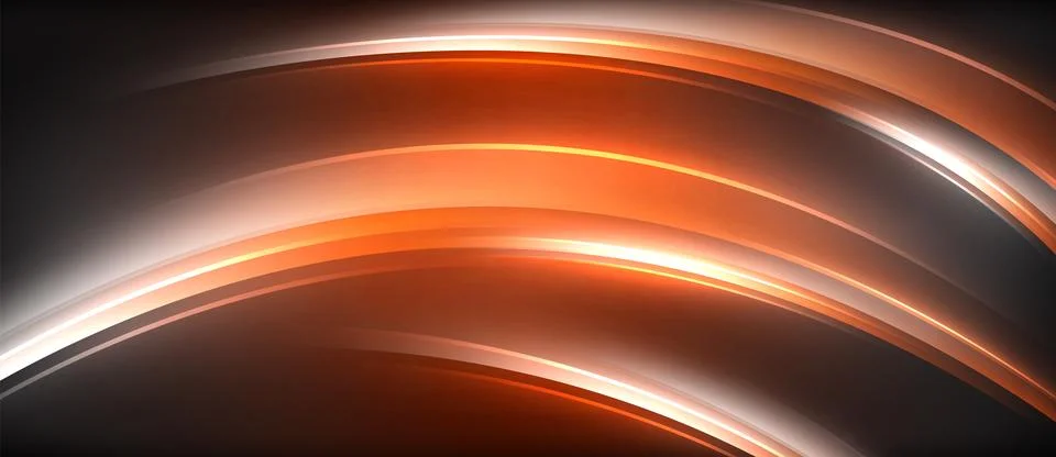 Neon glowing circle rays, light round lines in the dark, planet style neon wave Stock Illustration
