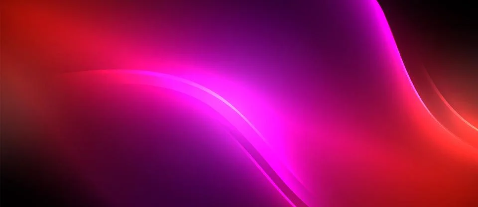 Neon glowing circle rays, light round lines in the dark, planet style neon wave Stock Illustration