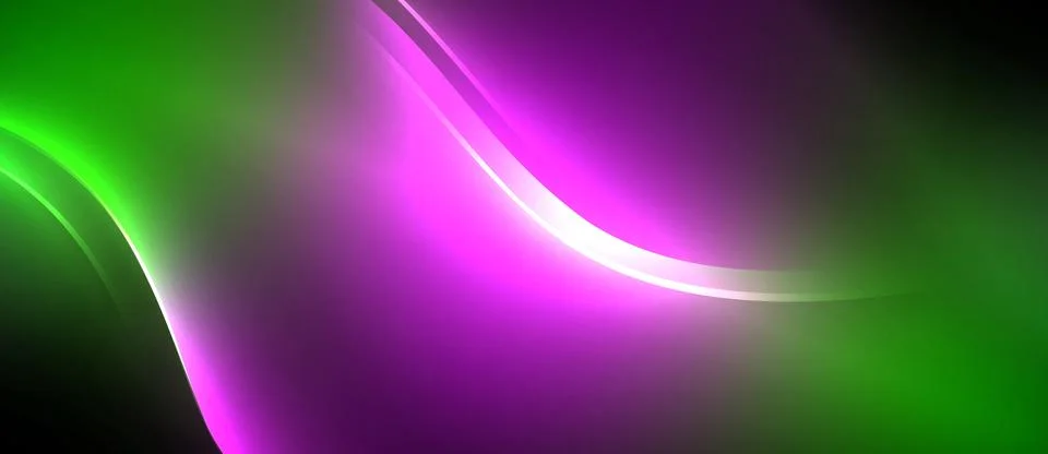 Neon glowing circle rays, light round lines in the dark, planet style neon wave Illustrazione stock