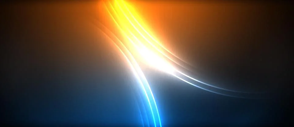 Neon glowing circle rays, light round lines in the dark, planet style neon wave Illustrazione stock