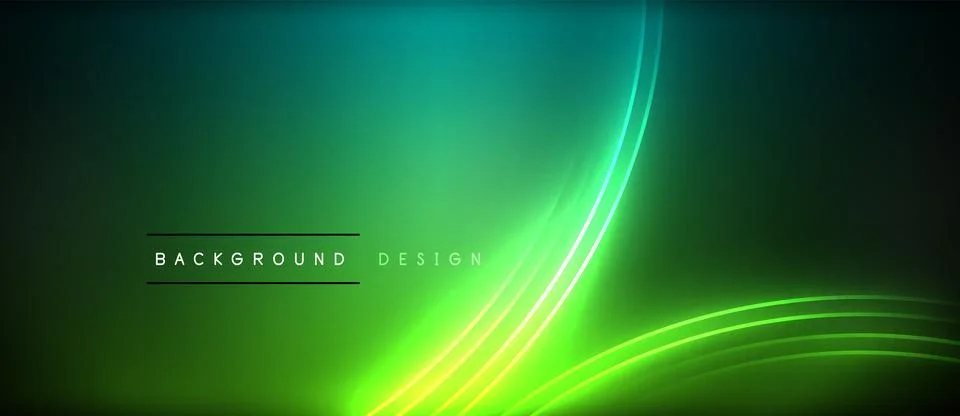 Neon glowing circle rays, light round lines in the dark, planet style neon wave Stock Illustration