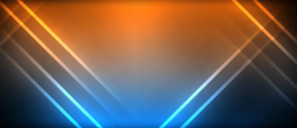 Neon glowing circle rays, light round lines in the dark, planet style neon wave Illustrazione stock