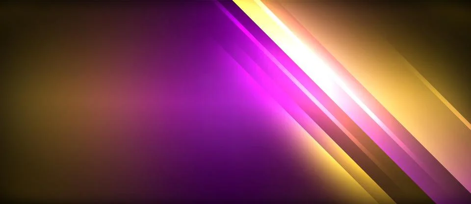 Neon glowing circle rays, light round lines in the dark, planet style neon wave Stock Illustration