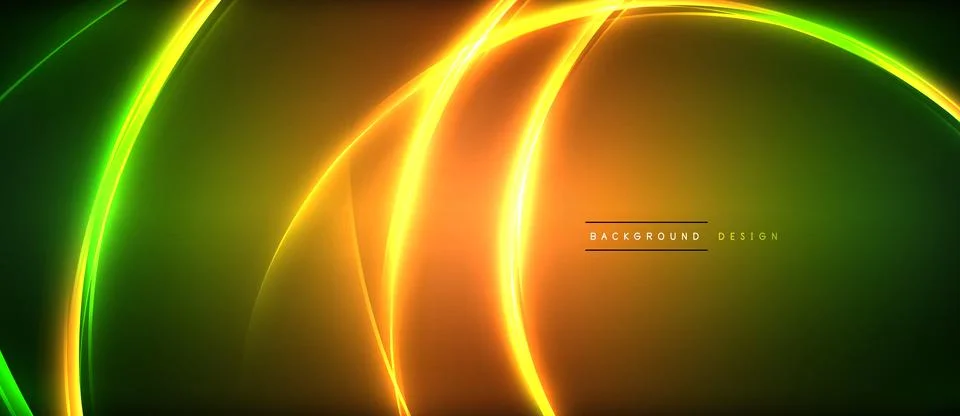 Neon glowing circle rays, light round lines in the dark, planet style neon wave Illustrazione stock