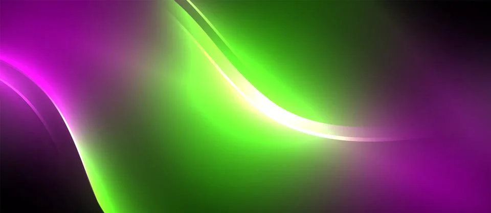 Neon glowing circle rays, light round lines in the dark, planet style neon wave 스톡 일러스트