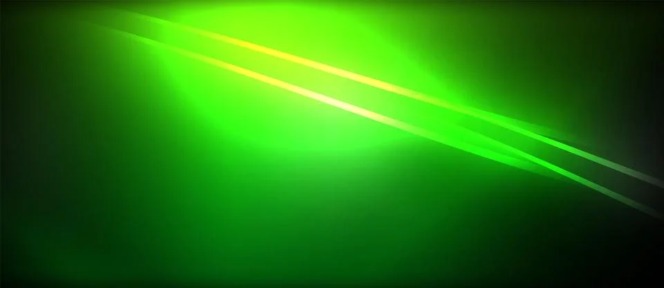 Neon glowing circle rays, light round lines in the dark, planet style neon wave Stock Illustration