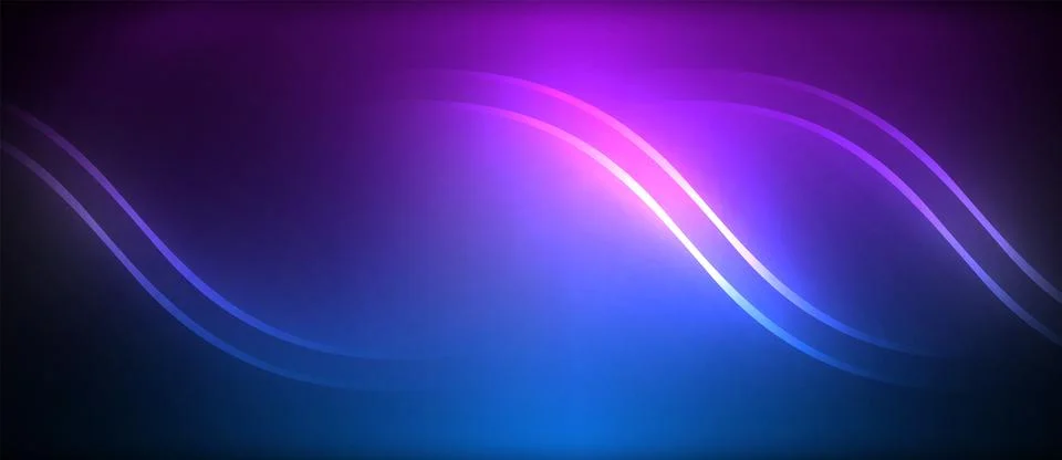 Neon glowing circle rays, light round lines in the dark, planet style neon wave Illustrazione stock