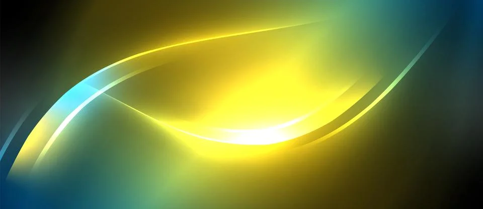 Neon glowing circle rays, light round lines in the dark, planet style neon wave Illustrazione stock