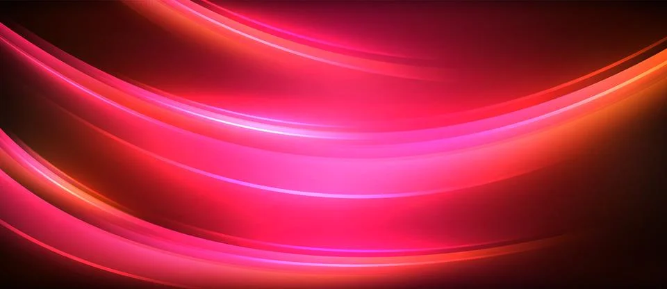 Neon glowing circle rays, light round lines in the dark, planet style neon wave Illustrazione stock