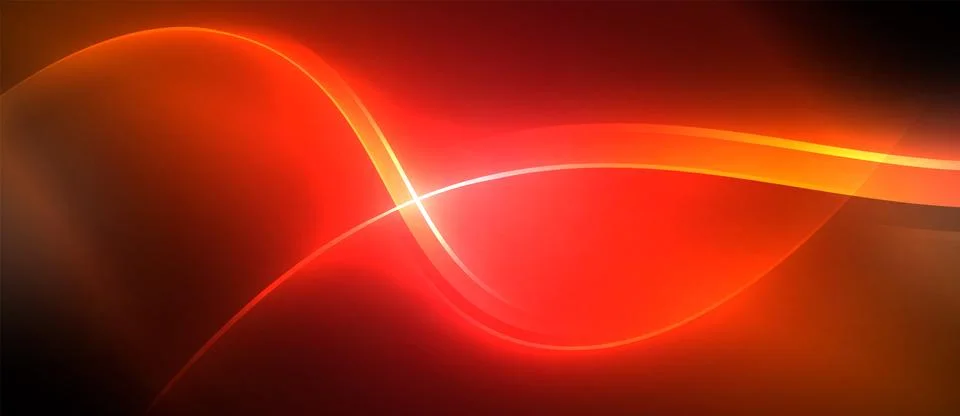 Neon glowing circle rays, light round lines in the dark, planet style neon wave Stock Illustration
